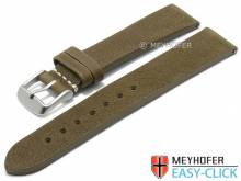 Meyhofer EASY-CLICK Uhrenarmband Worland 22mm military Leder genarbt ohne Naht (Schlie&szlig;enansto&szlig; 20 mm)