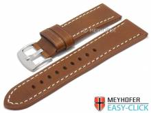 Meyhofer EASY-CLICK Uhrenarmband Carrington 26mm hellbraun Leder robust helle Naht (Schließenanstoß 24 mm)