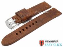 Meyhofer EASY-CLICK Uhrenarmband Caldwell 24mm hellbraun Leder Vintage-Look (Schließenanstoß 24 mm)