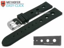 Meyhofer EASY-CLICK Uhrenarmband Winnebago 22mm schwarz Leder Racing-Look ohne Naht (Schließenanstoß 20 mm)