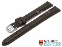 Meyhofer EASY-CLICK Uhrenarmband XL Steinaker 14mm dunkelbraun Leder genarbt abgenäht (Schließenanstoß 12 mm)