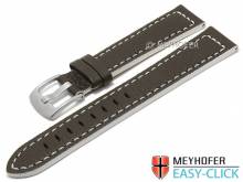 Meyhofer EASY-CLICK Uhrenarmband Blackfalls 22mm dunkelbraun Leder genarbt helle Naht (Schlie&szlig;enansto&szlig; 20 mm)
