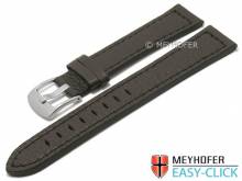 Meyhofer EASY-CLICK Uhrenarmband Blackfalls 22mm dunkelbraun Leder genarbt schwarze Naht (Schlie&szlig;enansto&szlig; 20 mm)