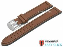 Meyhofer EASY-CLICK Uhrenarmband Blackfalls 22mm mittelbraun Leder genarbt schwarze Naht (Schlie&szlig;enansto&szlig; 20 mm)