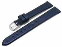Meyhofer EASY-CLICK Uhrenarmband Washita 12mm dunkelblau metallic Leder genarbt ohne Naht (Schließenanstoß 10 mm)