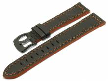 Meyhofer EASY-CLICK Uhrenarmband Neuburg 22mm dunkelbraun Leder orange Naht schwarze Schlie&szlig;e (Schlie&szlig;enansto&szlig; 20 mm)