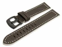 Meyhofer EASY-CLICK Uhrenarmband Neuburg 22mm dunkelbraun Leder helle Naht schwarze Schlie&szlig;e (Schlie&szlig;enansto&szlig; 20 mm)