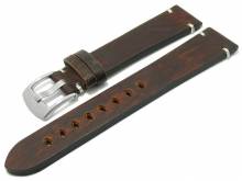 Meyhofer EASY-CLICK Uhrenarmband Aspen 24mm dunkelbraun Leder Vintage-Look helle Naht (Schließenanstoß 22 mm)