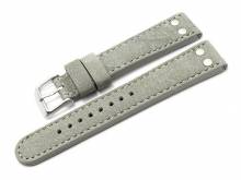 Meyhofer EASY-CLICK Uhrenarmband Tarragona 22mm grau B&uuml;ffelleder Aviator-Look helle Naht (Schlie&szlig;enansto&szlig; 20 mm)