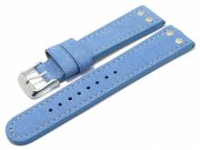 Meyhofer EASY-CLICK Uhrenarmband Tarragona 22mm blau B&uuml;ffelleder Aviator-Look helle Naht (Schlie&szlig;enansto&szlig; 20 mm)