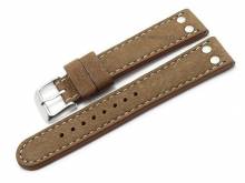 Meyhofer EASY-CLICK Uhrenarmband Tarragona 22mm m.braun B&uuml;ffelleder Aviator-Look helle Naht (Schlie&szlig;enansto&szlig; 20 mm)
