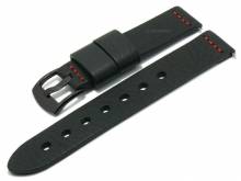 Meyhofer EASY-CLICK Uhrenarmband Wildwood Fashion 18mm schwarz Leder Antik-Look rote Naht (Schließenanstoß 18 mm)