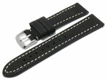Meyhofer EASY-CLICK Uhrenarmband Stanley 24mm schwarz Sattelleder glatt helle Naht (Schlie&szlig;enansto&szlig; 22 mm)