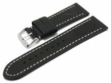 Meyhofer EASY-CLICK Uhrenarmband Stanley 26mm schwarz Sattelleder glatt helle Naht (Schließenanstoß 24 mm)