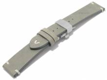 Meyhofer EASY-CLICK Uhrenarmband Overland 22mm grau Leder helle Naht mit Faltschlie&szlig;e (Schlie&szlig;enansto&szlig; 20 mm)