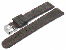 Meyhofer EASY-CLICK Uhrenarmband XL Gobi 22mm dunkelgrau Kamelleder rote Naht (Schlie&szlig;enansto&szlig; 20 mm)
