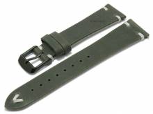 Meyhofer EASY-CLICK Uhrenarmband Carson 22mm dunkelgr&uuml;n Leder Vintage-Look helle Naht (Schlie&szlig;enansto&szlig; 18 mm)