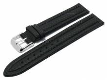 Meyhofer EASY-CLICK Uhrenarmband Kandava 24mm schwarz Leder Carbon-Look abgen&auml;ht (Schlie&szlig;enansto&szlig; 22 mm)