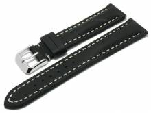 Meyhofer EASY-CLICK Uhrenarmband Frisco 24mm schwarz Leder helle Naht (Schließenanstoß 20 mm)