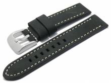 Meyhofer EASY-CLICK Uhrenarmband Ridgeway 24mm schwarz Leder Vintage-Look helle Naht (Schlie&szlig;enansto&szlig; 24 mm)