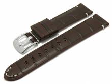 Meyhofer EASY-CLICK Uhrenarmband Perdido 22mm dunkelbraun Leder Alligator-Pr&auml;gung helle Naht (Schlie&szlig;enansto&szlig; 20 mm)