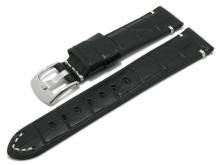 Meyhofer EASY-CLICK Uhrenarmband Perdido 18mm schwarz Leder Alligator-Prägung helle Naht (Schließenanstoß 16 mm)