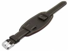Meyhofer EASY-CLICK Uhrenarmband Brest 20mm dunkelbraun Leder genarbt mit Lederunterlage (Schließenanstoß 18 mm)