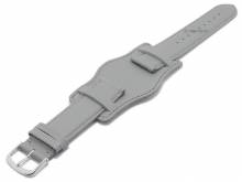 Meyhofer EASY-CLICK Uhrenarmband Dunkirk 22mm grau Leder glatt mit Lederunterlage (Schließenanstoß 20 mm)