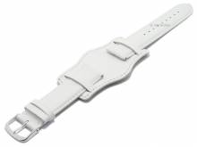 Meyhofer EASY-CLICK Uhrenarmband Dunkirk 22mm weiß Leder glatt mit Lederunterlage (Schließenanstoß 20 mm)