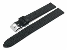 Meyhofer EASY-CLICK Uhrenarmband XL superlang Cedros 18mm schwarz Leder genarbt matt abgenäht (Schließenanstoß 18 mm)