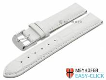 Uhrenarmband Meyhofer EASY-CLICK Marseille 22mm wei&szlig; Alligator-Pr&auml;gung abgen&auml;ht (Schlie&szlig;enansto&szlig; 20 mm)