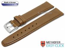 Meyhofer EASY-CLICK Uhrenarmband Maribor Classic 16mm mittelbraun Leder glatt Naht dunkelbraun (Schließenanstoß 14 mm)