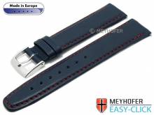 Meyhofer EASY-CLICK Uhrenarmband Maribor Special 16mm dunkelblau Leder glatt rote Naht (Schlie&szlig;enansto&szlig; 14 mm)