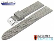 Meyhofer EASY-CLICK Uhrenarmband Pollino 16mm grau Leder Flechtoptik ohne Naht (Schlie&szlig;enansto&szlig; 14 mm)