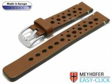 Meyhofer EASY-CLICK Uhrenarmband Drawa 22mm mittelbraun Leder Racing-Look helle Naht (Schlie&szlig;enansto&szlig; 22 mm)