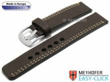 Meyhofer EASY-CLICK Uhrenarmband Wollin 22mm dunkelbraun Leder helle einseitige Doppelnaht (Schlie&szlig;enansto&szlig; 22 mm)