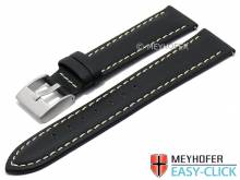 ABVERKAUF: Meyhofer EASY-CLICK Uhrenarmband Warnick 24mm schwarz Lorica helle Naht (Schlie&szlig;enansto&szlig; 22 mm)