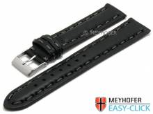 Meyhofer EASY-CLICK Uhrenarmband Glacier 18mm schwarz Leder genarbt matt abgenäht (Schließenanstoß 16 mm)