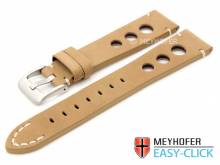 ABVERKAUF: Meyhofer EASY-CLICK Uhrarmband Brazos 24mm hellbraun Leder Racing-Style velourartig (Schlie&szlig;enansto&szlig; 22 mm)
