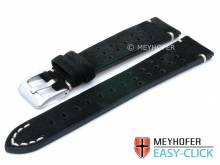 ABVERKAUF: Meyhofer EASY-CLICK Uhrenarmband Sonoma 24mm schwarz Leder Racing-Look velourartig (Schlie&szlig;enansto&szlig; 22 mm)