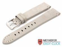 ABVERKAUF: Meyhofer EASY-CLICK Uhrarmband Crowford 24mm hellgrau Leder velourartig helle Naht (Schlie&szlig;enansto&szlig; 22 mm)