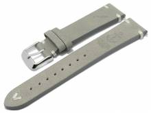 Meyhofer EASY-CLICK Uhrenarmband Portland - Motiv Anchor 20mm hellgrau Leder helle Naht (Schließenanstoß 18 mm)