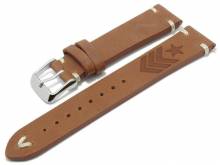 Meyhofer EASY-CLICK Uhrenarmband Portland - Motiv Army 20mm hellbraun Leder helle Naht (Schlie&szlig;enansto&szlig; 18 mm)
