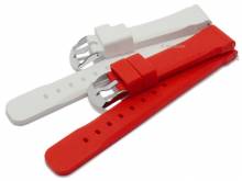 Schnellwechsel-Uhrb&auml;nder 2er-Set SPORTS DUO 22mm Silikon rot weiss variierbar f&uuml;r Sportfans v. Meyhofer EASY-CLICK