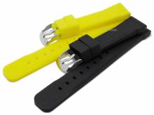 Schnellwechsel-Uhrbänder 2er-Set SPORTS DUO 20mm Silikon schwarz gelb variierbar für Sportfans v. Meyhofer EASY-CLICK