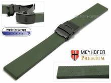 Uhrband Wismar 18mm olivgr&uuml;n Kautschuk mit schwarzer Faltschl. von MEYHOFER (Schlie&szlig;enansto&szlig; 18 mm)