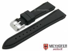 Uhrenarmband Toronto 18mm schwarz Silikon glatt matt abgenäht von MEYHOFER (Schließenanstoß 16 mm)