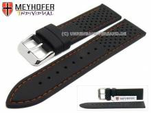 Uhrenarmband Veteli 18mm schwarz Silikon Racing-Look orange Naht von MEYHOFER (Schließenanstoß 18 mm)