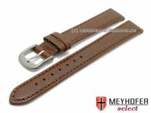 Uhrenarmband XL Koblenz 12mm dunkelbraun mit Titanschlie&szlig;e fein genarbt matt von MEYHOFER (Schlie&szlig;enansto&szlig; 10 mm)