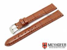 Uhrenarmband Davos 12mm hellbraun Leder Alligator-Pr&auml;gung abgen&auml;ht von MEYHOFER (Schlie&szlig;enansto&szlig; 10 mm)